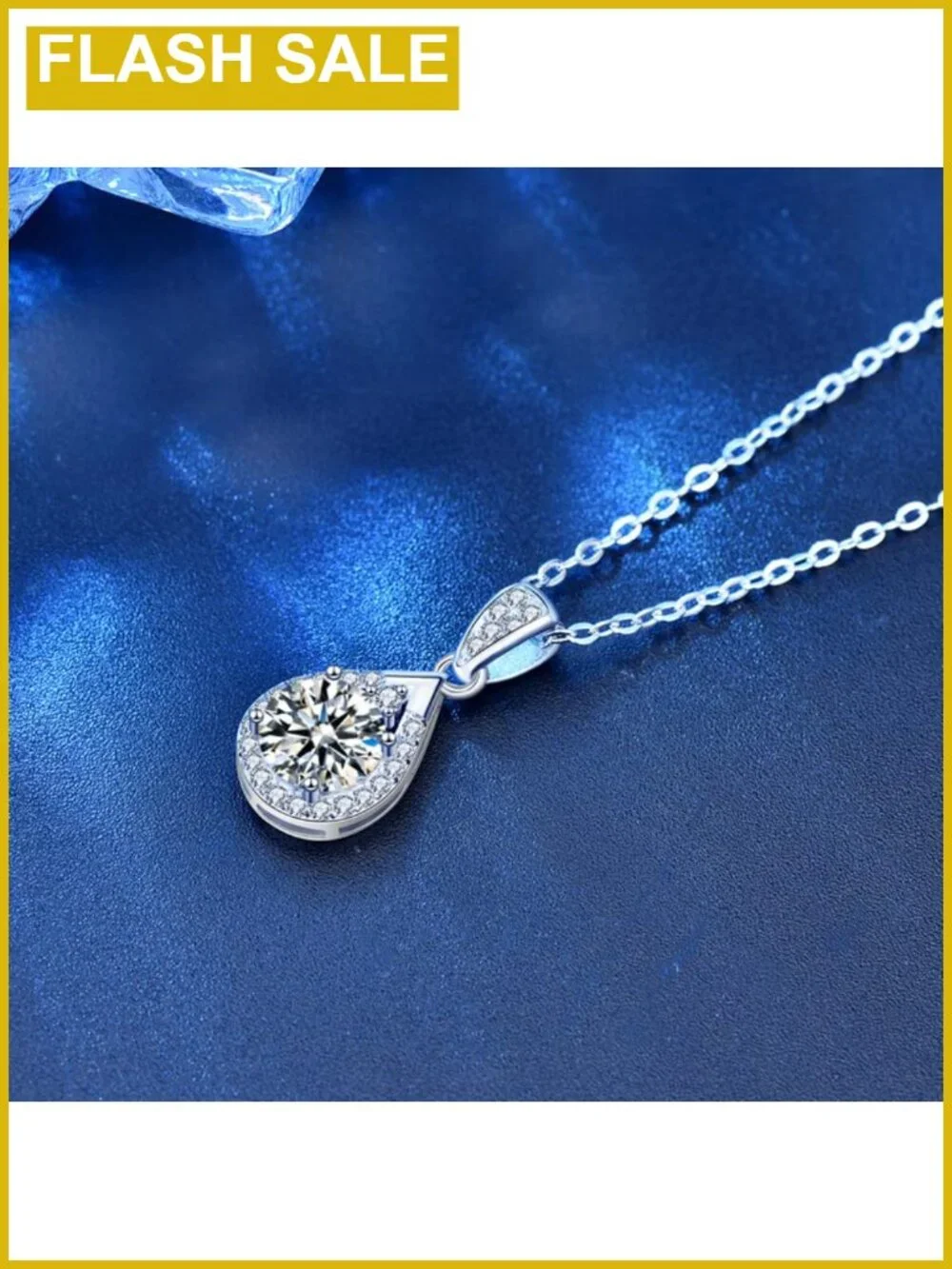 14K Gold over S925 Silver Teardrop Diamond Pendant Necklace VVS1 3ct